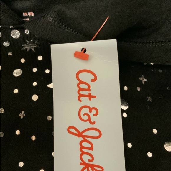 Cat & Jack Black Starry Hoodie Girl Size M-8 - Picture 5 of 5